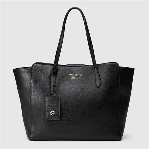 gucci swing small leather tote bag|gucci black canvas tote bag.